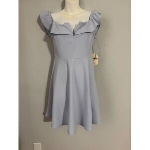 Altar'd State Cricket F101 Blue Rain Off Shoulder Ruffle Mini Dress Small NWT
